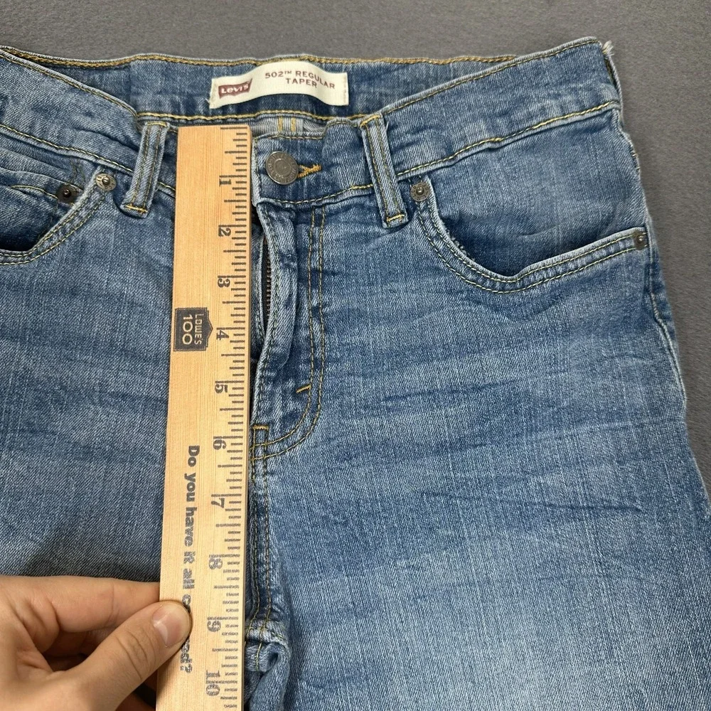 Levi's 502 Jeans Boys 16R Blue Light Wash Denim Regular Taper Distressed Whisker